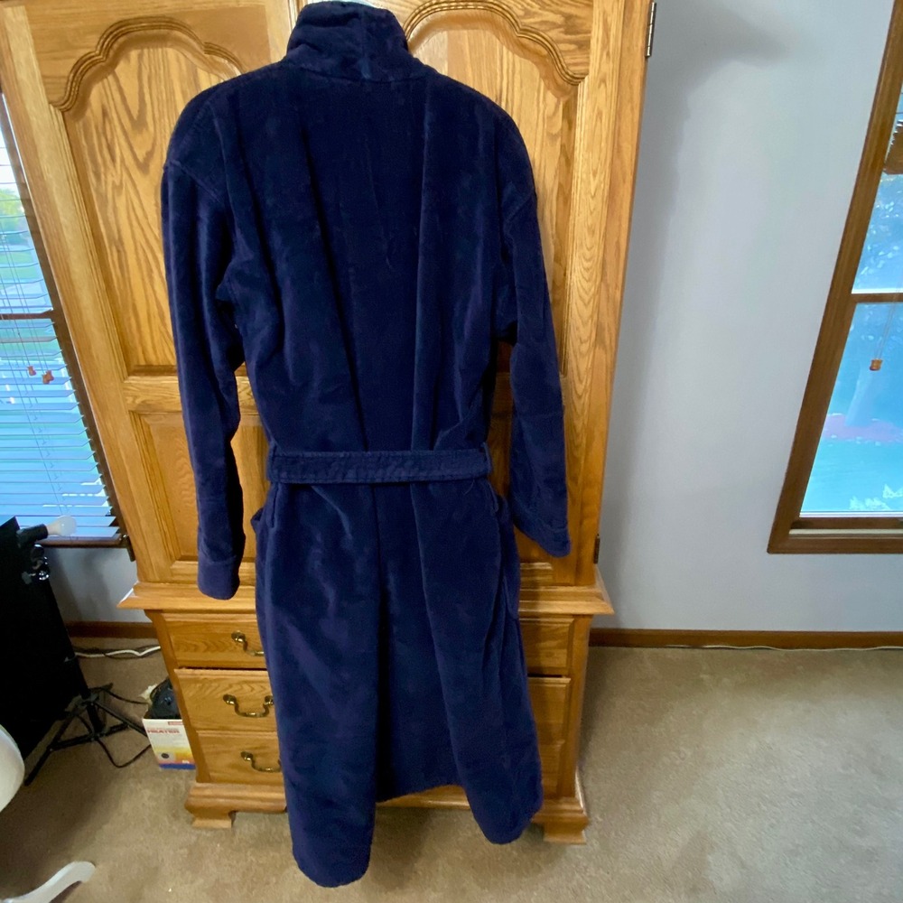 Polo Ralph Lauren VTG Robe Navy Red Fleece Lined Shawl Collar Belted Men OS - Picture 11 of 13